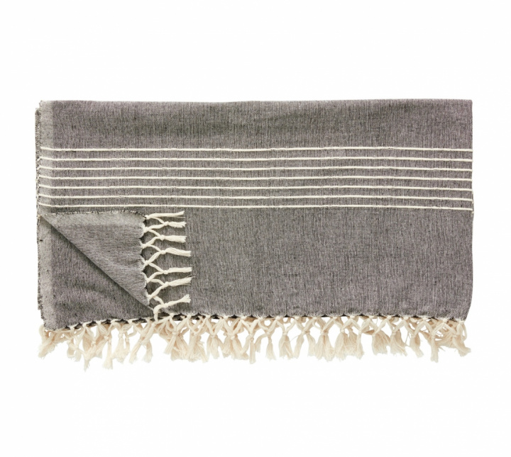 Pledd med striper - Grå / Hvit