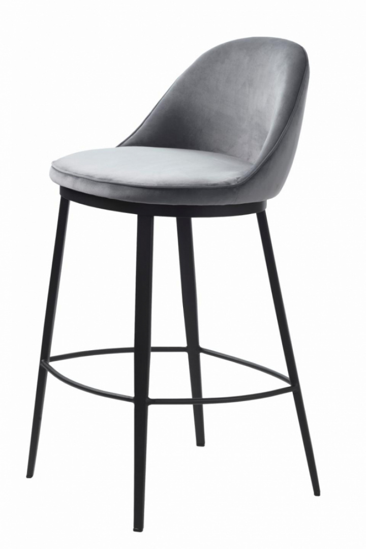 Barstol 'Lyon' - Grå fløyel