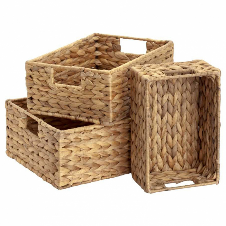 Kurv 'Fishbone mini' 3 sett - Natur