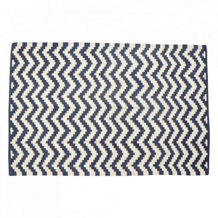 Teppe Zigzag - Blå / Hvit - Hubsch
