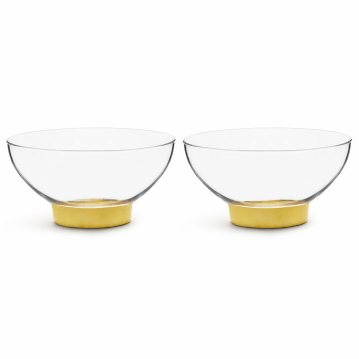 2-pakk serveringsskål 'Winter' - gull / gjennomsiktig