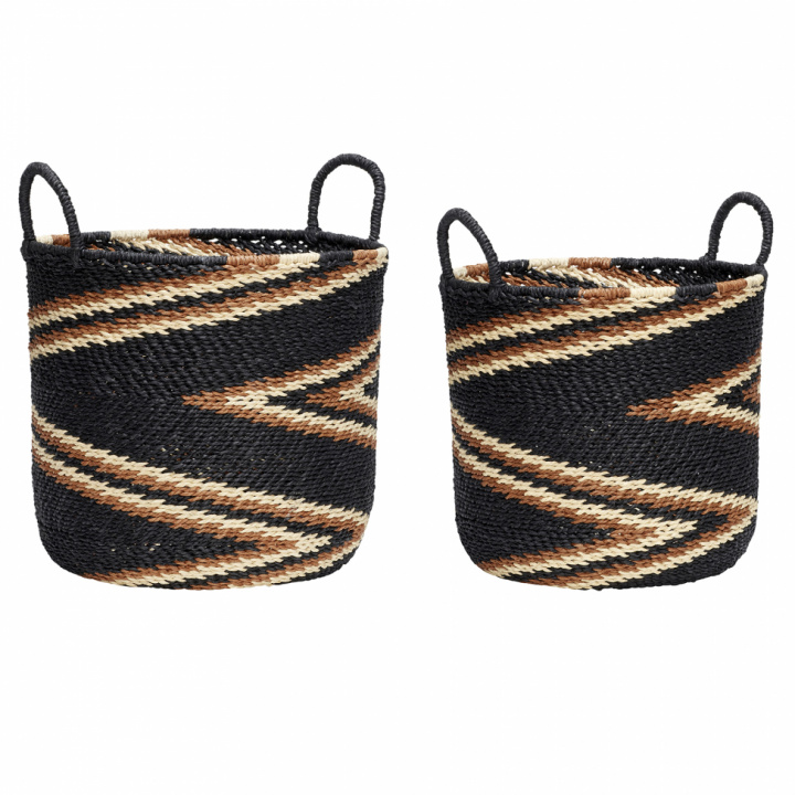 Kurver med håndtak 2 stk - sort / brun / naturlig