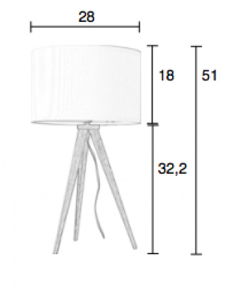 Bordlampe Stativ - Tre og hvit