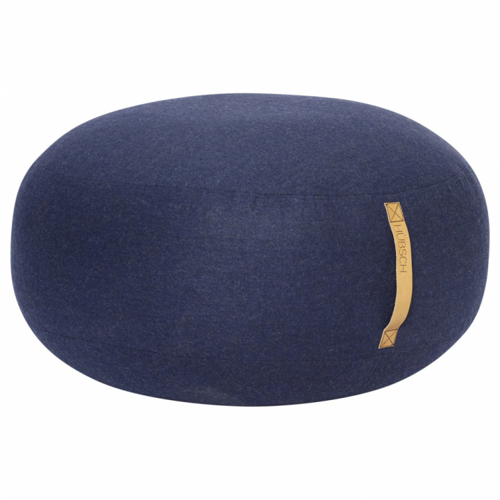 Pouf - Mørk blå med skinnhåndtak (L)