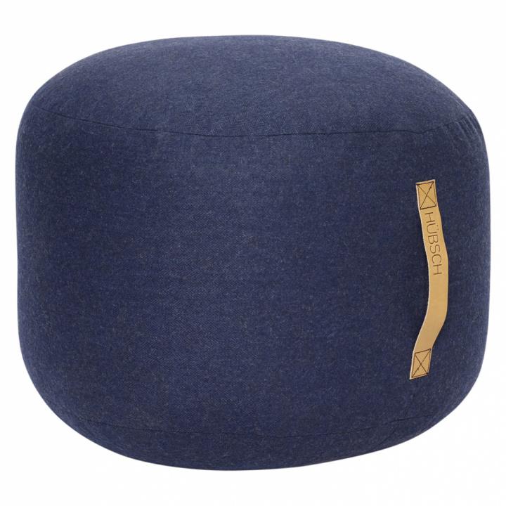 Pouf - Mørk blå med skinnhåndtak (S)