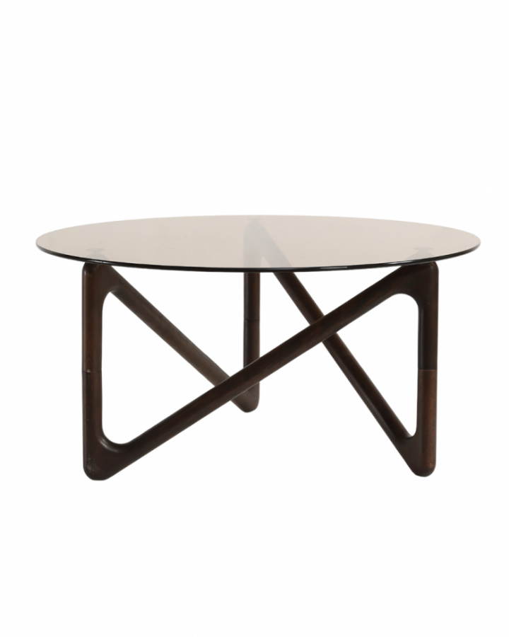 Sofabord \'Modica\' Ø80 – Valnøtt/Glass i gruppen Møbler / Bord / Sofabord hos Reforma (717AB-walnut)