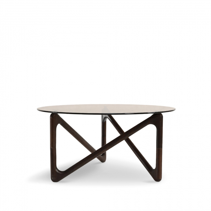 Sofabord \'Modica\' Ø80 – Valnøtt/Glass i gruppen Møbler / Bord / Sofabord hos Reforma (717AB-walnut)