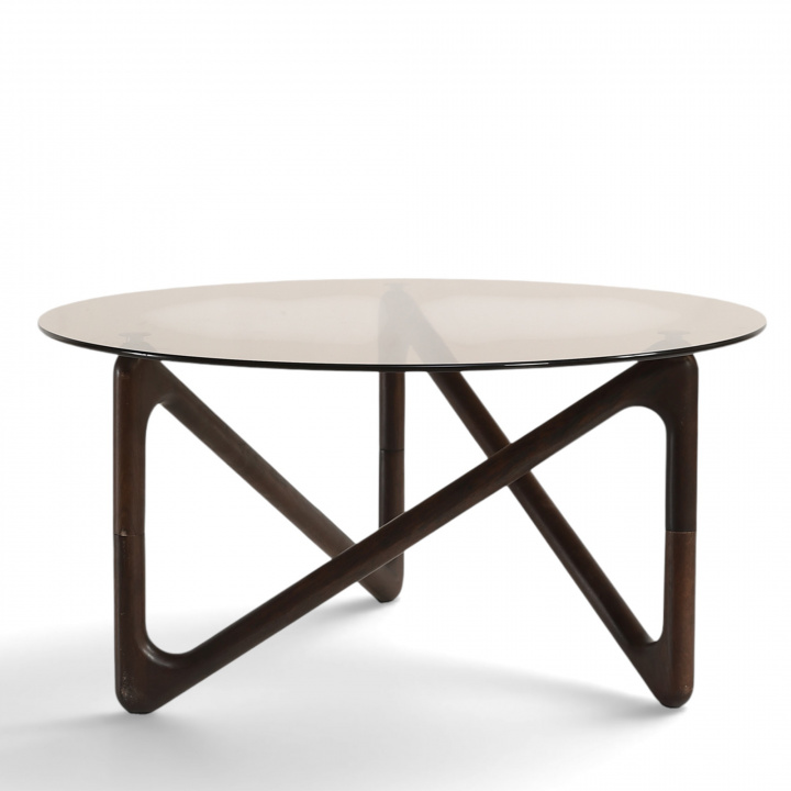 Sofabord \'Modica\' Ø80 – Valnøtt/Glass i gruppen Møbler / Bord / Sofabord hos Reforma (717AB-walnut)