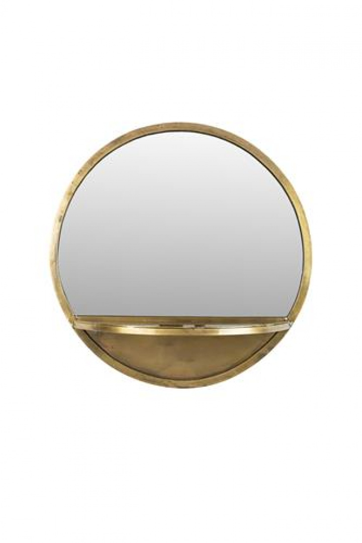 Speilhylle \'Feyza\' Round - Messing i gruppen Interiør / Dekorasjon / Speil hos Reforma (8100032)