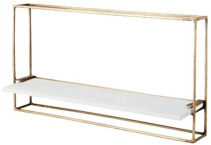 Vegghylle - \'Milan\' - Hvit / Messing - 65x35 i gruppen Møbler / Hyller og oppbevaring / Vegghylle hos Reforma (811-733-83)