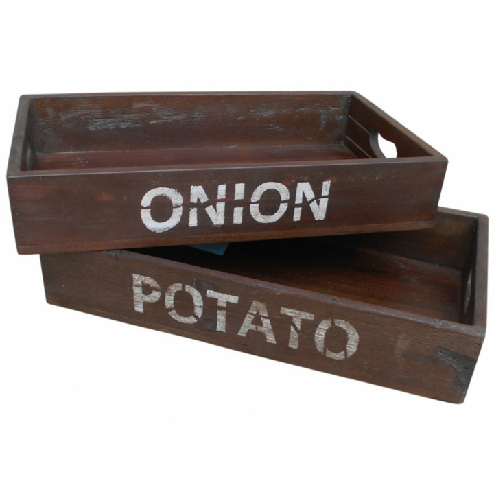 Trebokser \'Potatos and Onion\' - Vintage i gruppen ROM / Gang / Dekorasjon hos Reforma (811037)