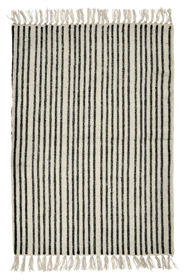 Carpet 'Stripes' L - Naturlig hvit / svart