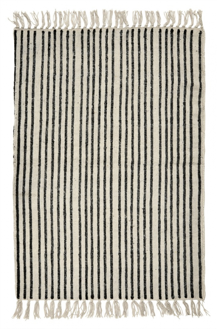 Carpet 'Stripes' XL - Naturlig hvit / svart