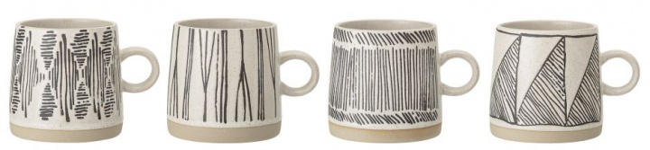 Krus 4-pack 'Eliana' - Svart / Hvit