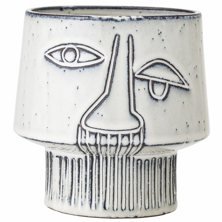 Potten 'Steingods' - Hvit