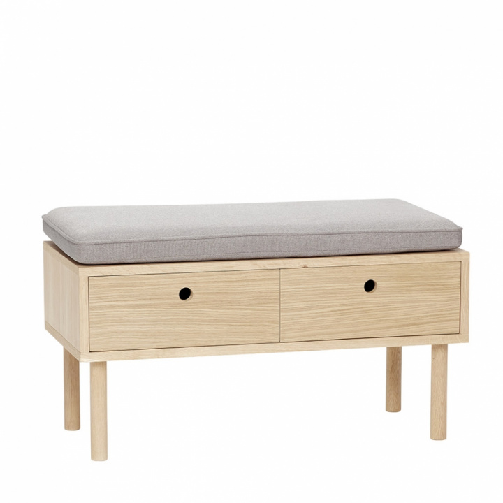 Oppbevaringsbenk i eik - Natur / grå