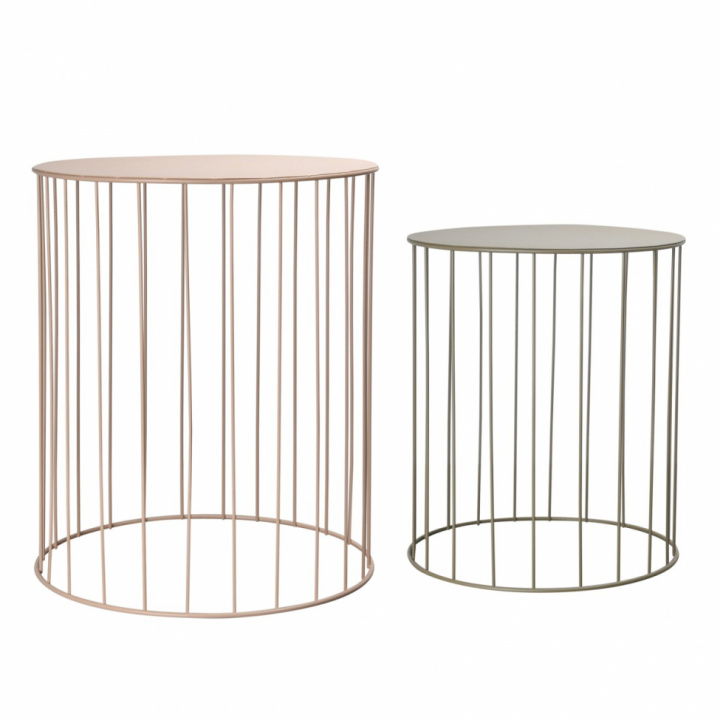Sofabord 2set Sirkulært - Rosa / Grå - ByOn