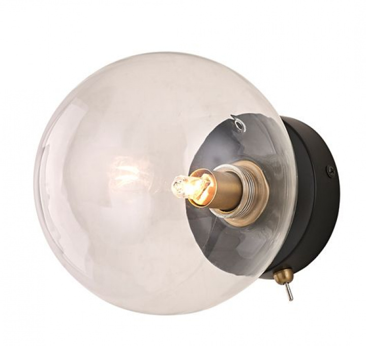 Vegglampe - Svart / Glass