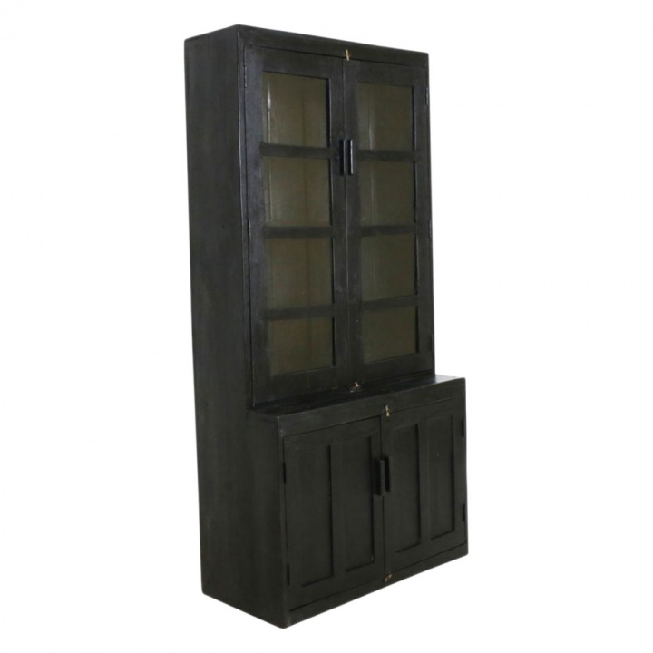 Skap 2 lukkede, 2 glassdører - Sort i gruppen Møbler / Hyller og oppbevaring / Skap & sjenker hos Reforma (CLOW00318)