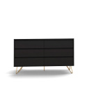 Kommode \'Elle\' 120x70 - Svart/Messing
