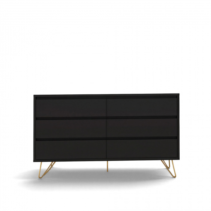 Kommode 'Elle' 120x70 - Svart/Messing