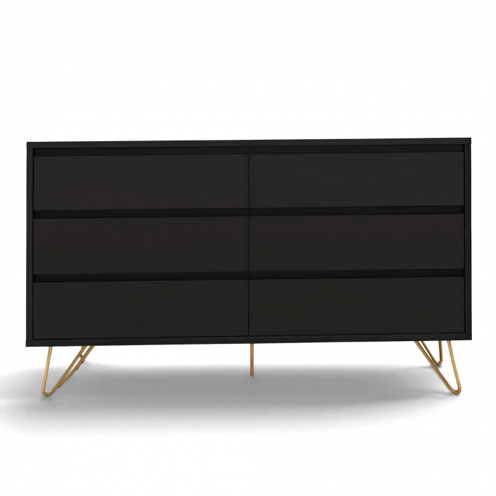 Kommode 'Elle' 120x70 - Svart/Messing