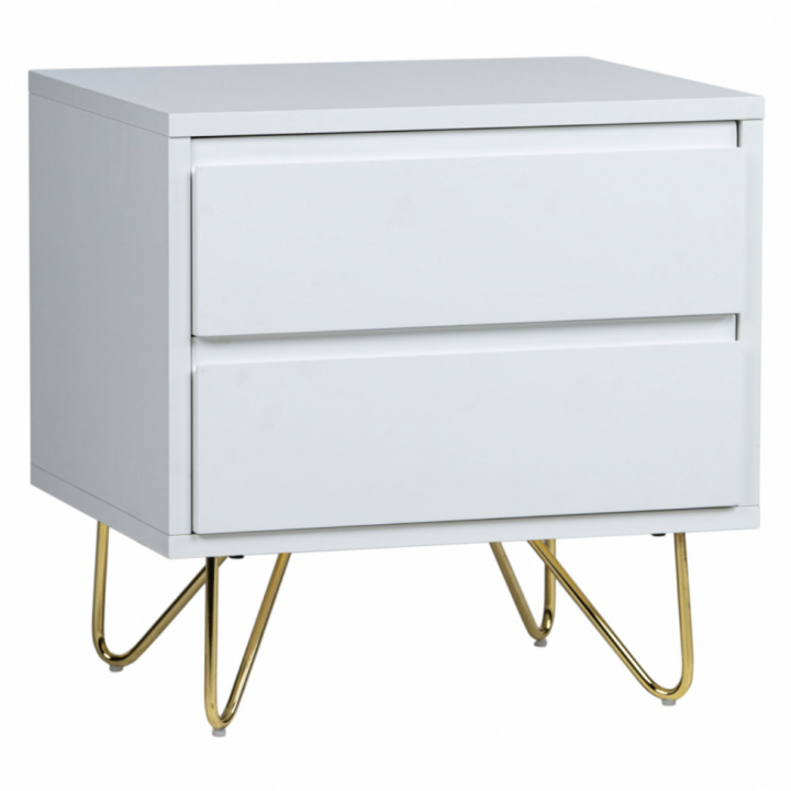 Nattbord 'Elle' - Hvit/Messing