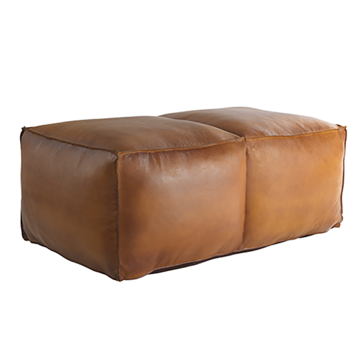 Sittepuff \'Memphis\' - konjakk / lær i gruppen Møbler / Sofaer / Puffer og fotskamler hos Reforma (FH - 070)