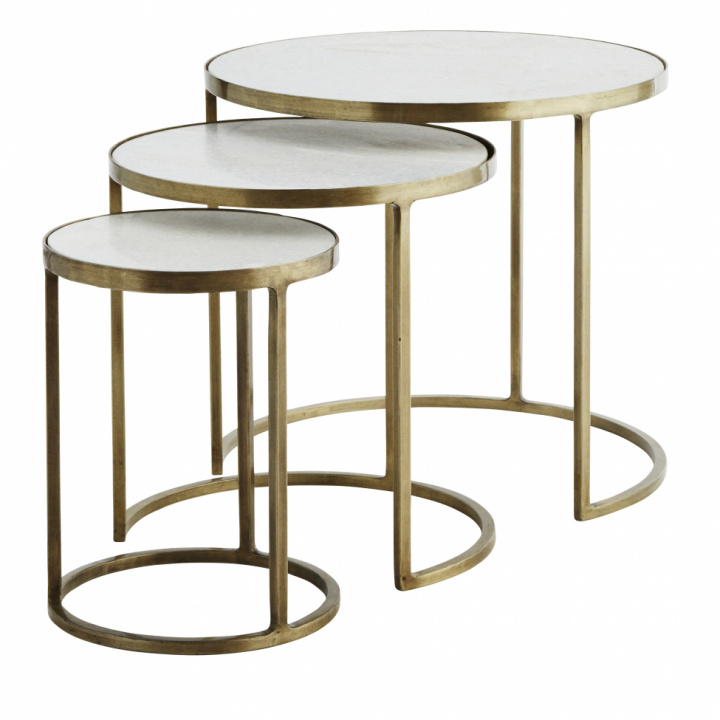 Sofabord 3set - Messing / glass