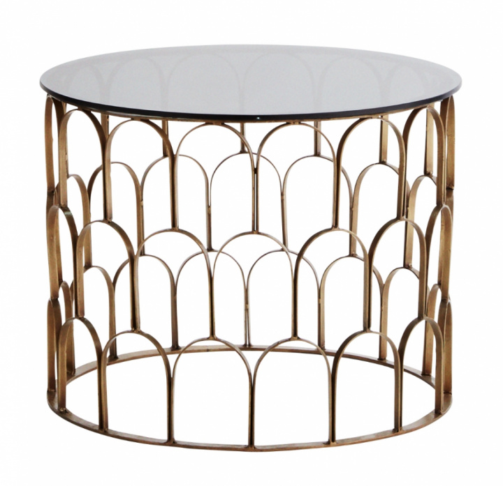 Salongbord - Svart glass / messing