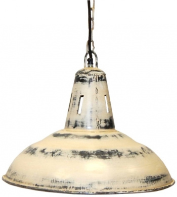 Industriell lampe vintage - patinert hvit