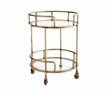 Serving Cart Round - Messing / Glass