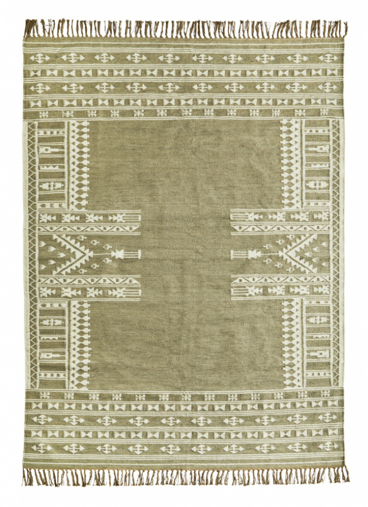 Teppe \'Håndvevd\' 160x230cm - Grønn/hvit i gruppen Interiør / Tepper hos Reforma (JORG-508)