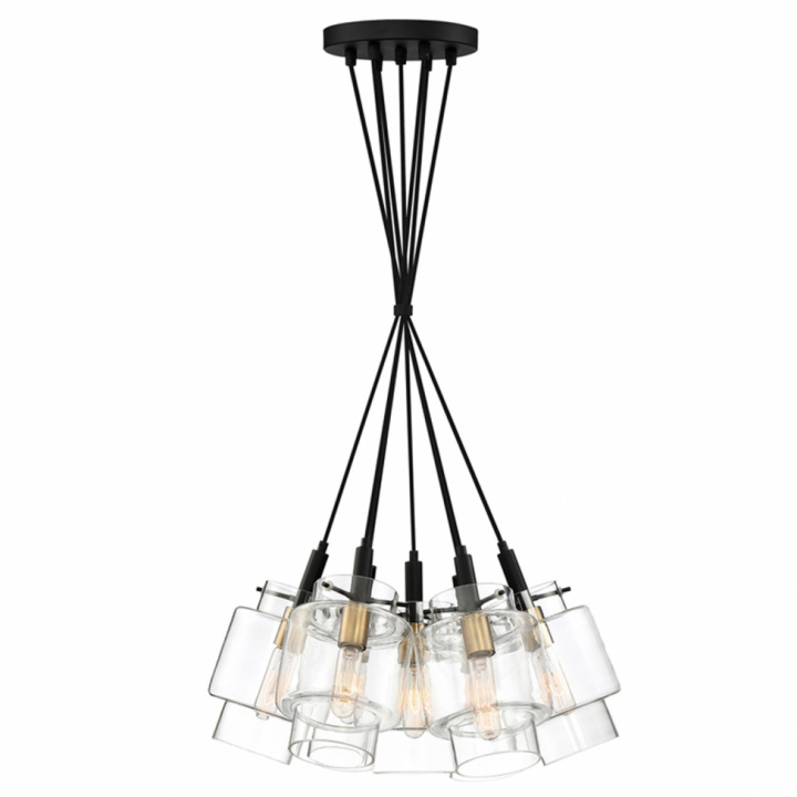 Taklampe 'Chablis Lights Cross' X5 - Glass / Messing / Svart