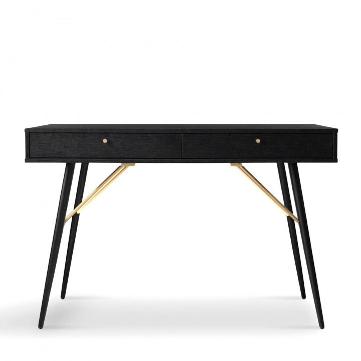 Skrivebord 'Lux' - Svart/Messing