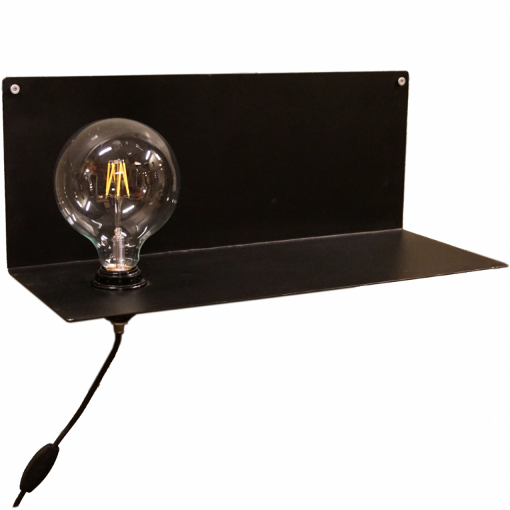 Vegghylle med belysning - Svart