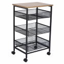 Kjøkkenvogn - Svart/Tre
