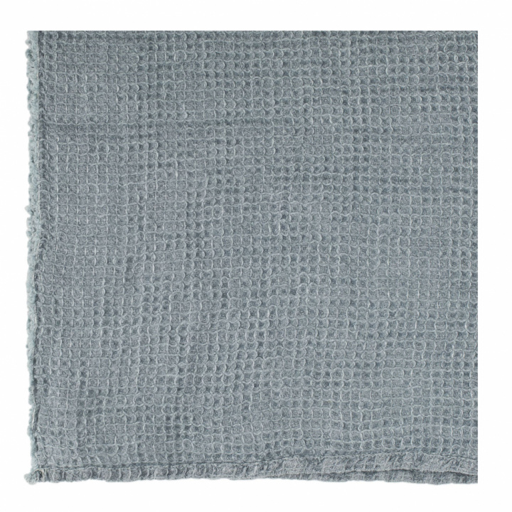 Pledd 'vaffel' - lin / blå turkis