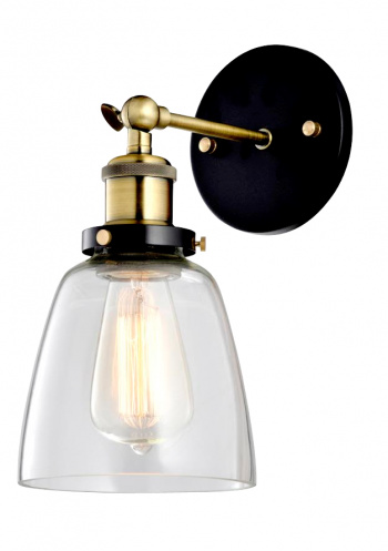 Vegglampe vintage - Messing og glass