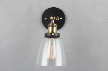 Vegglampe vintage - Messing og glass