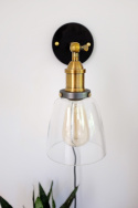 Vegglampe vintage - Messing og glass