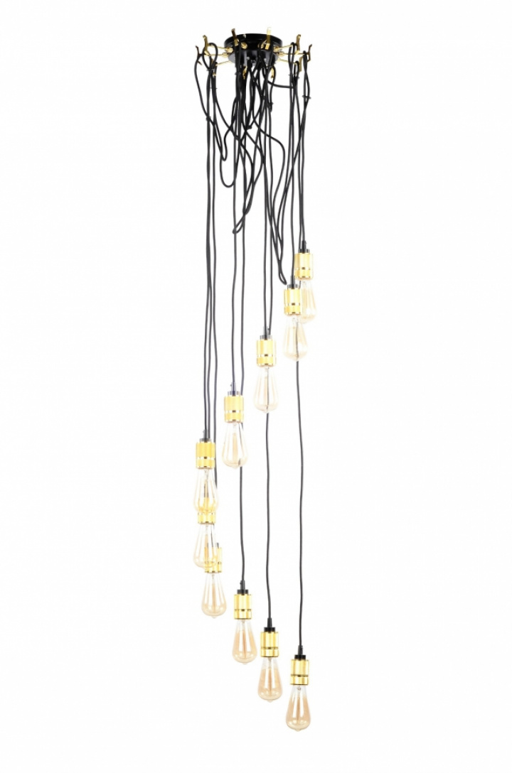 Taklampe '10 Cords ' - Svart/Messing