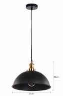 Taklampe kuppel retro - Messing og svart