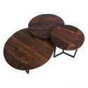 Rundt Salongbord \'Factory\' 3 stk - Brun