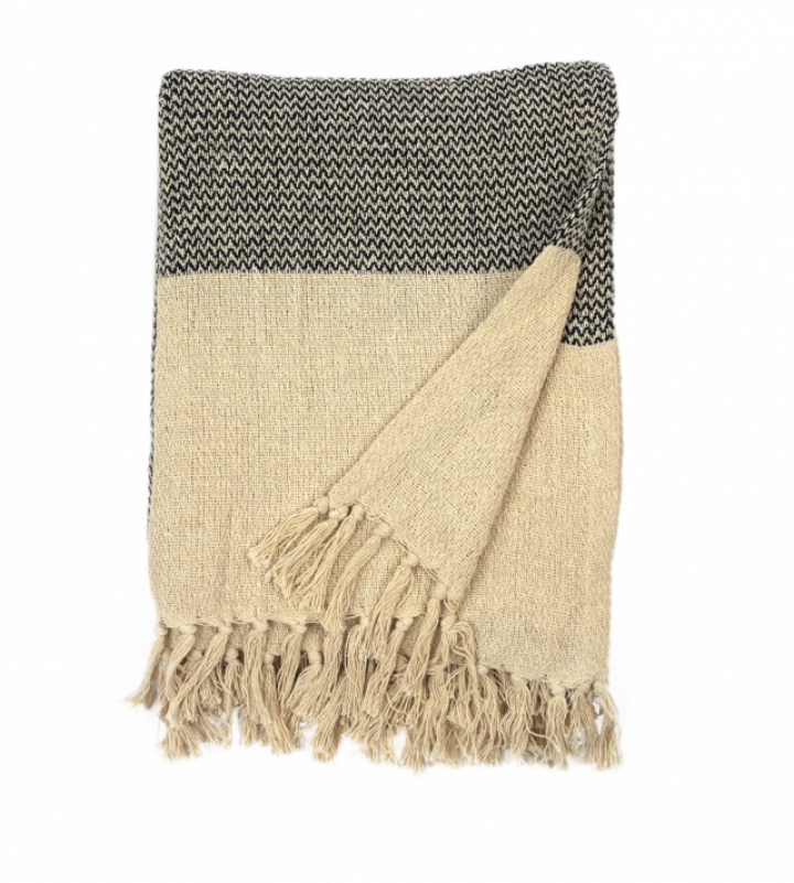 Plaid - Naturlig/Blå i gruppen SALG / Innredning / Tekstiler hos Reforma (Throw-Striped-108)