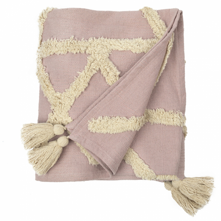 Plaid - Rosa/Natur i gruppen SALG / Innredning / Tekstiler hos Reforma (Throw-Striped-11)