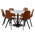 Spisegruppe \'Marbelous Carrie\' - 1 bord Ø120 & 6 stoler