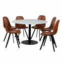 Spisegruppe \'Marbelous Carrie\' - 1 bord Ø120 & 6 stoler