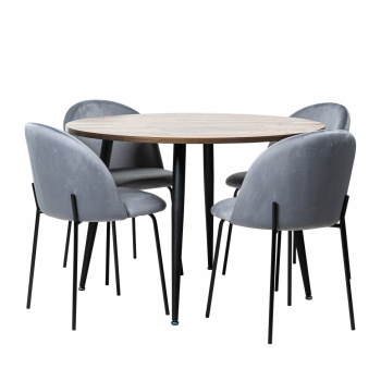 Spisegruppe \'Runt Elegant\' - 1 bord og 4 stoler