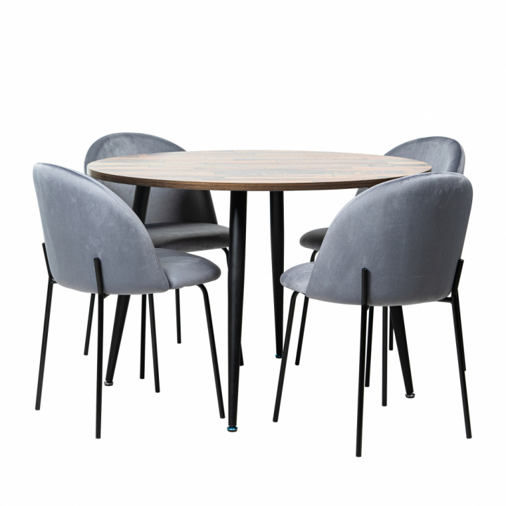 Spisegruppe 'Runt Elegant' - 1 bord og 4 stoler
